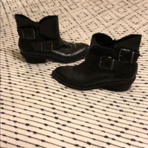 Black, Genuine leather, low heel ankle boots